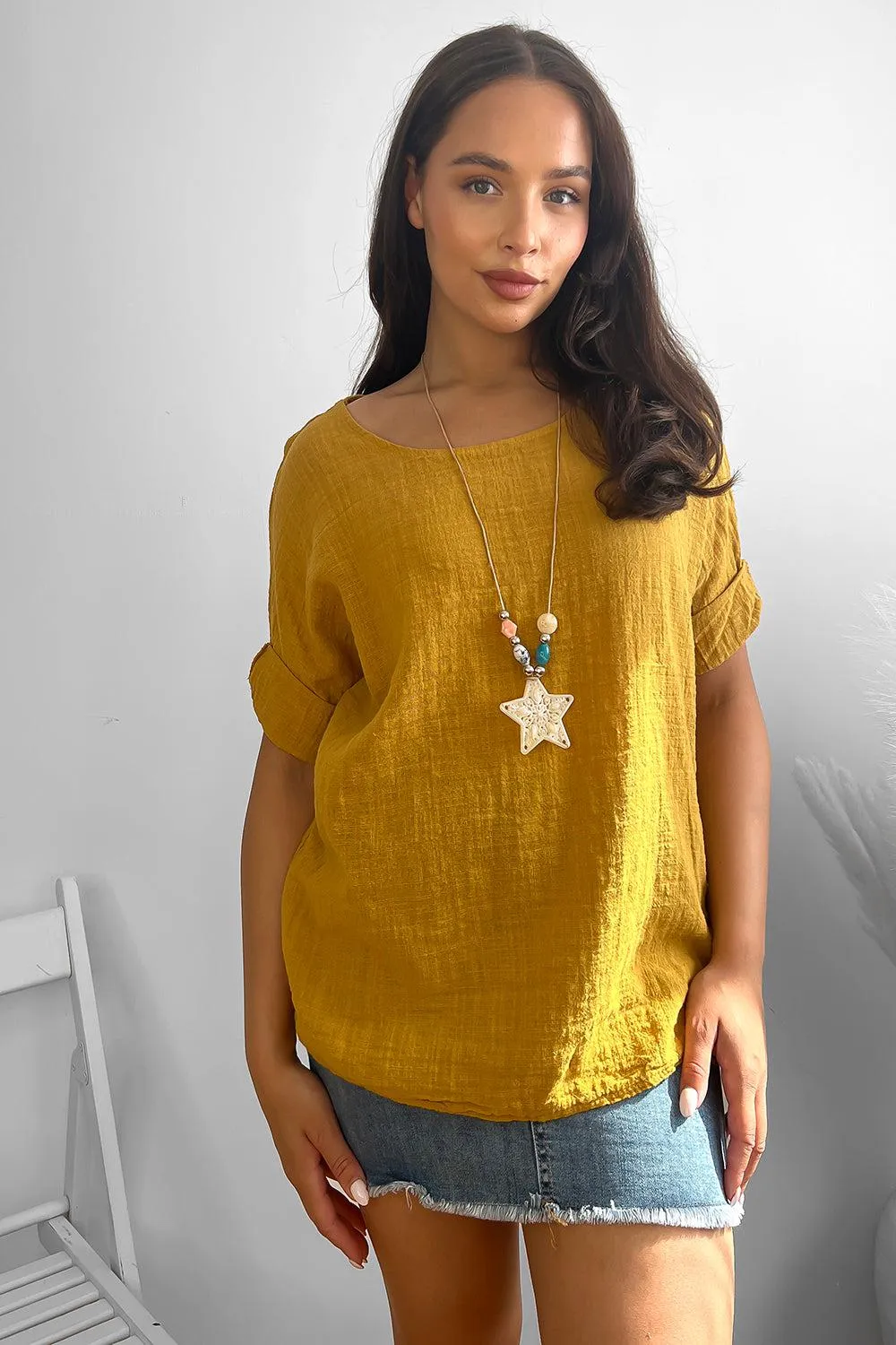 100% Cotton Relaxed Fit Necklace Tunic