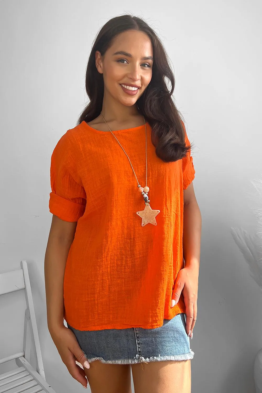 100% Cotton Relaxed Fit Necklace Tunic