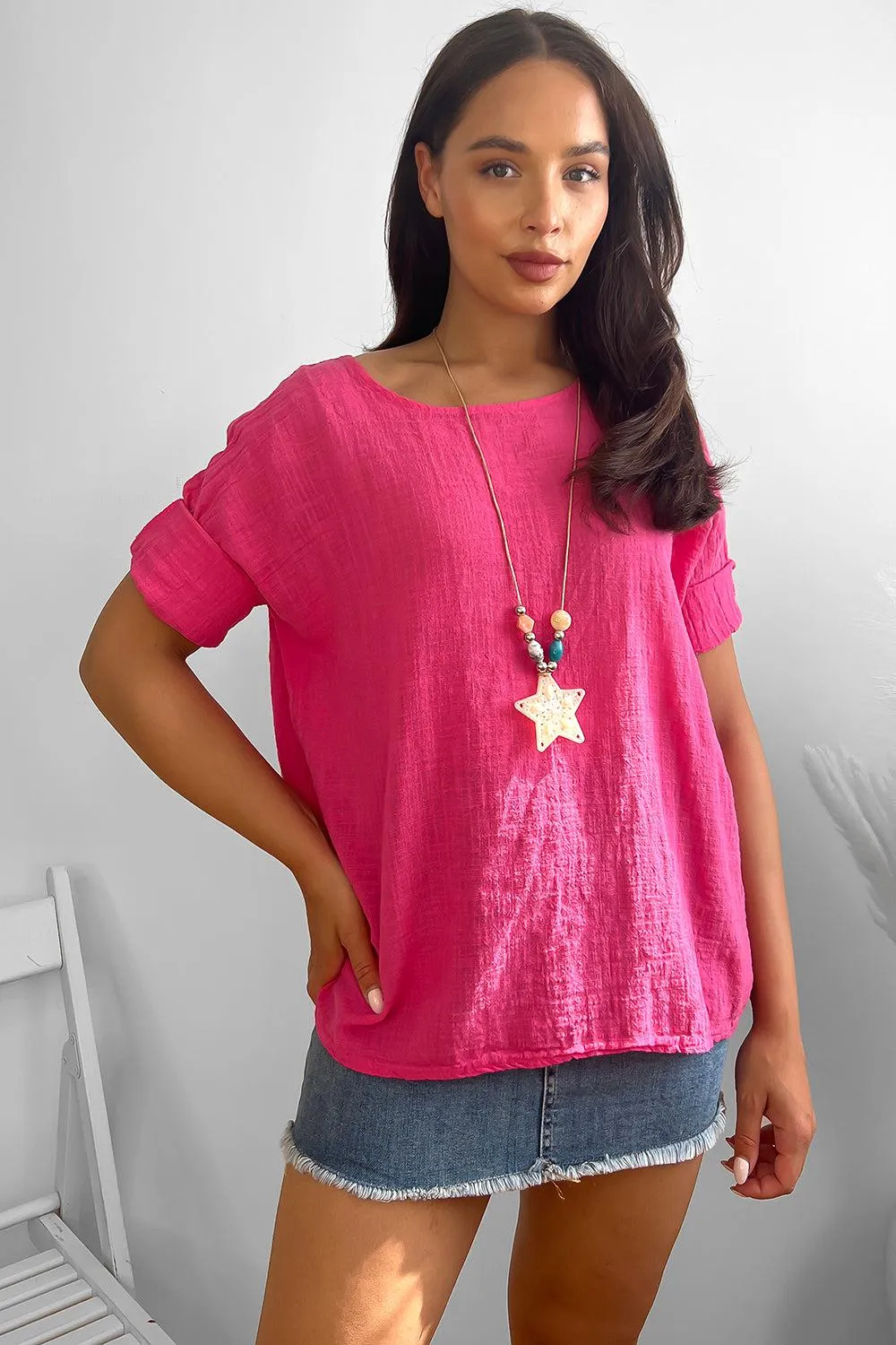 100% Cotton Relaxed Fit Necklace Tunic