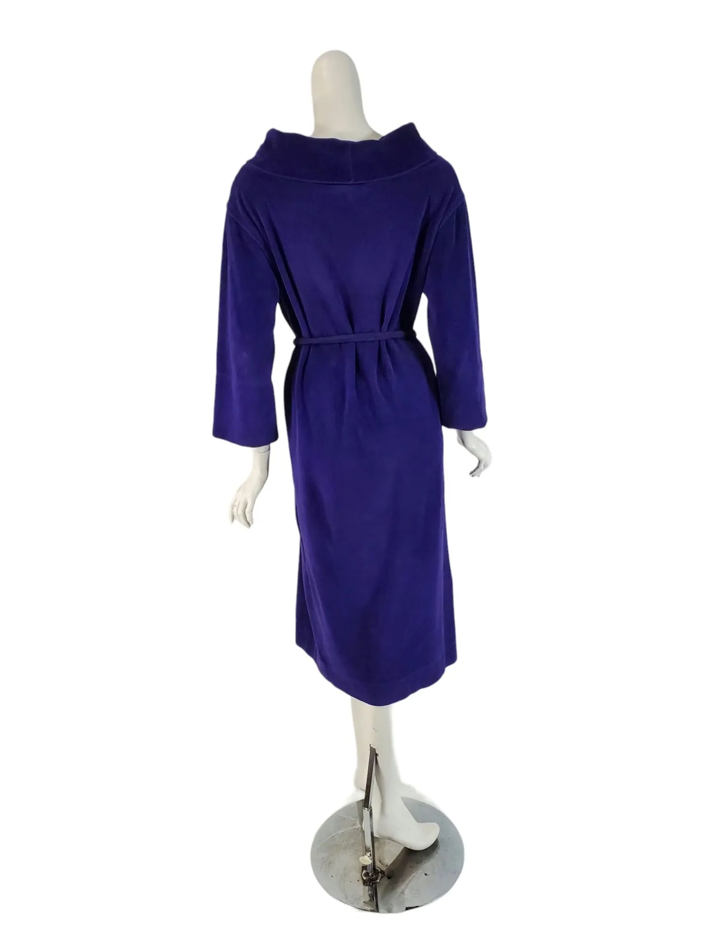 70s Purple Velour Turtleneck Shift Dress - sm, med, lg