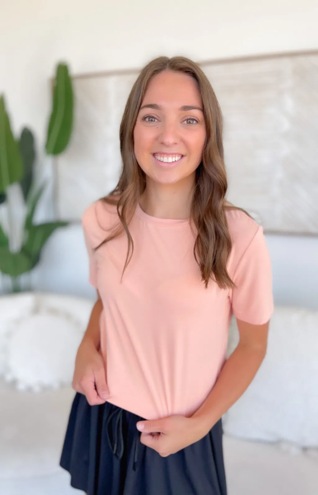 Alexa Short Sleeve Peach Top