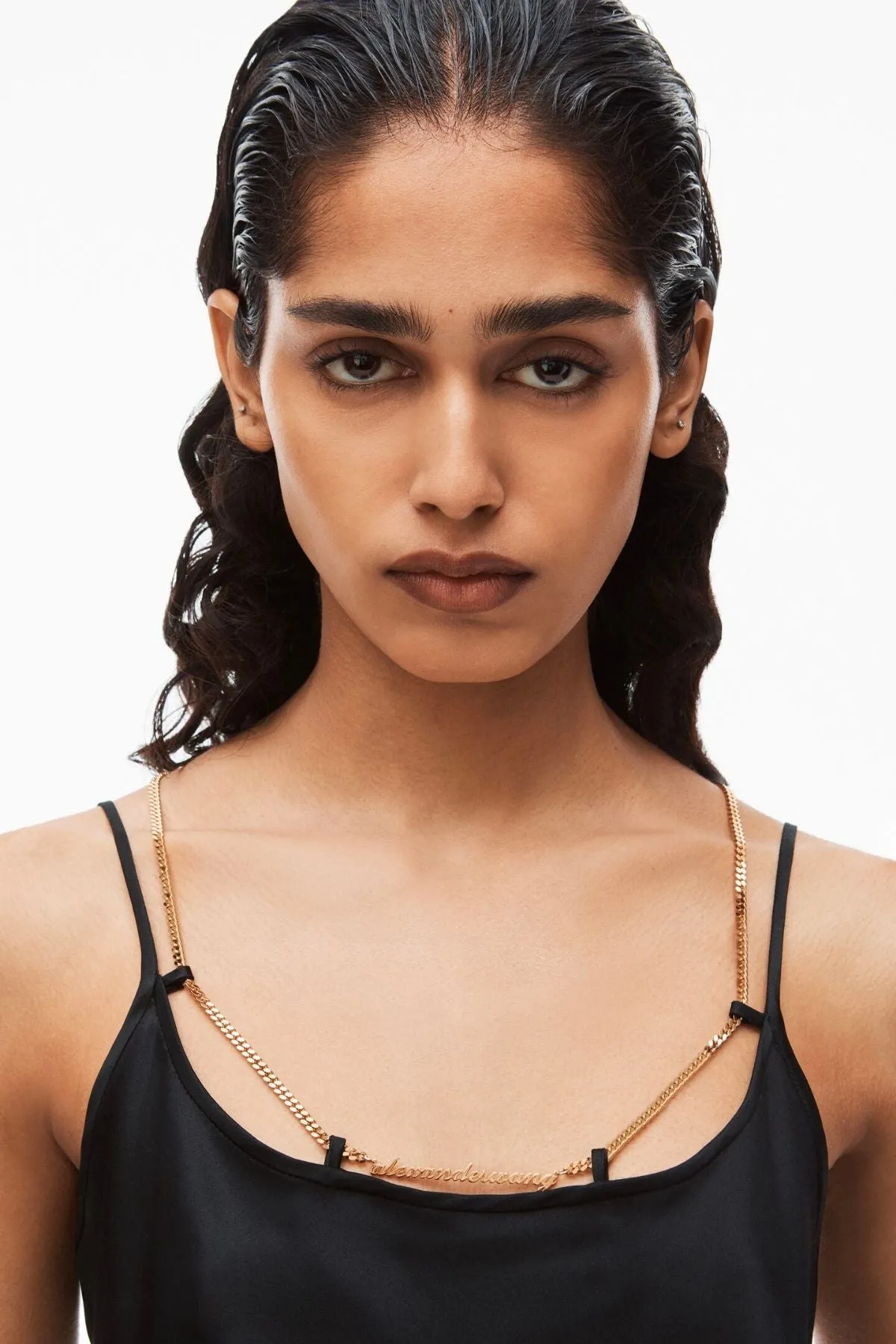 Alexander Wang Chain Neck Silk Cami Top - Black