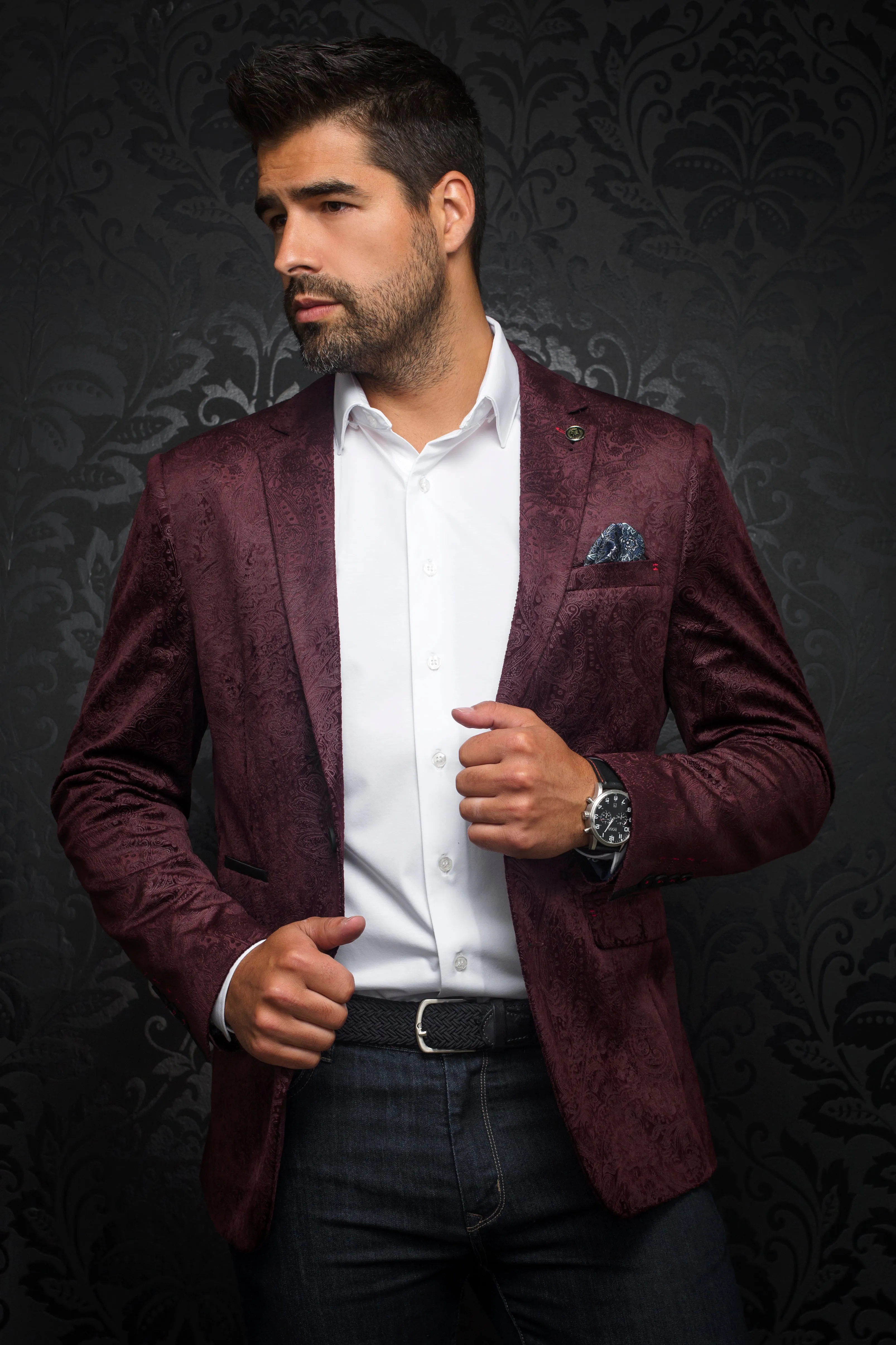 Au Noir Stretch Blazer | Jackman Burgundy