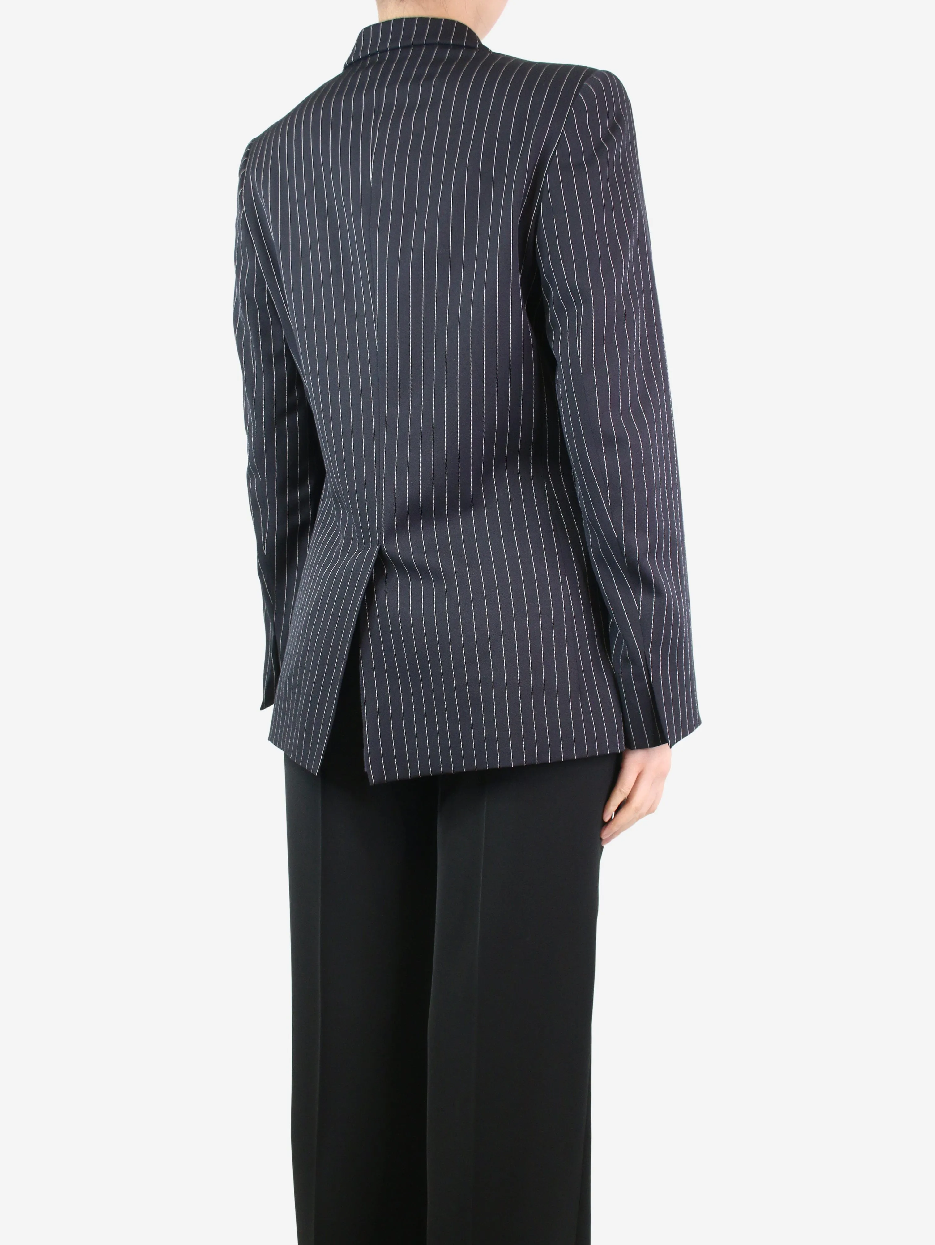 Black double-breasted pinstriped blazer - size UK 8