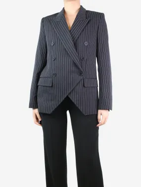 Black double-breasted pinstriped blazer - size UK 8