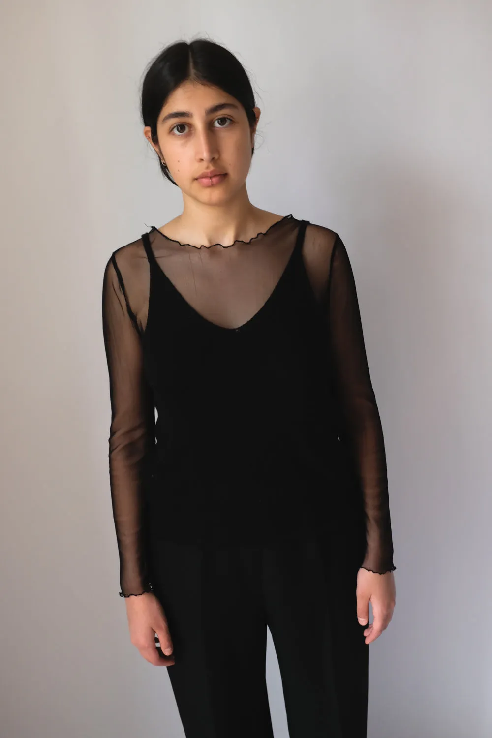 BLACK V KNIT CAMISOLE