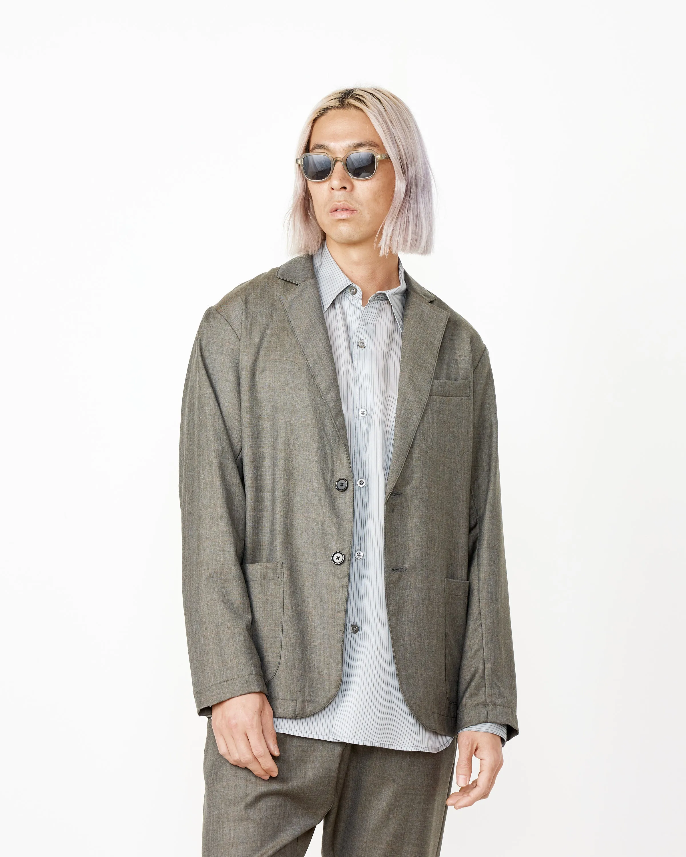 Blazer in Grey Italian Plaid Wool