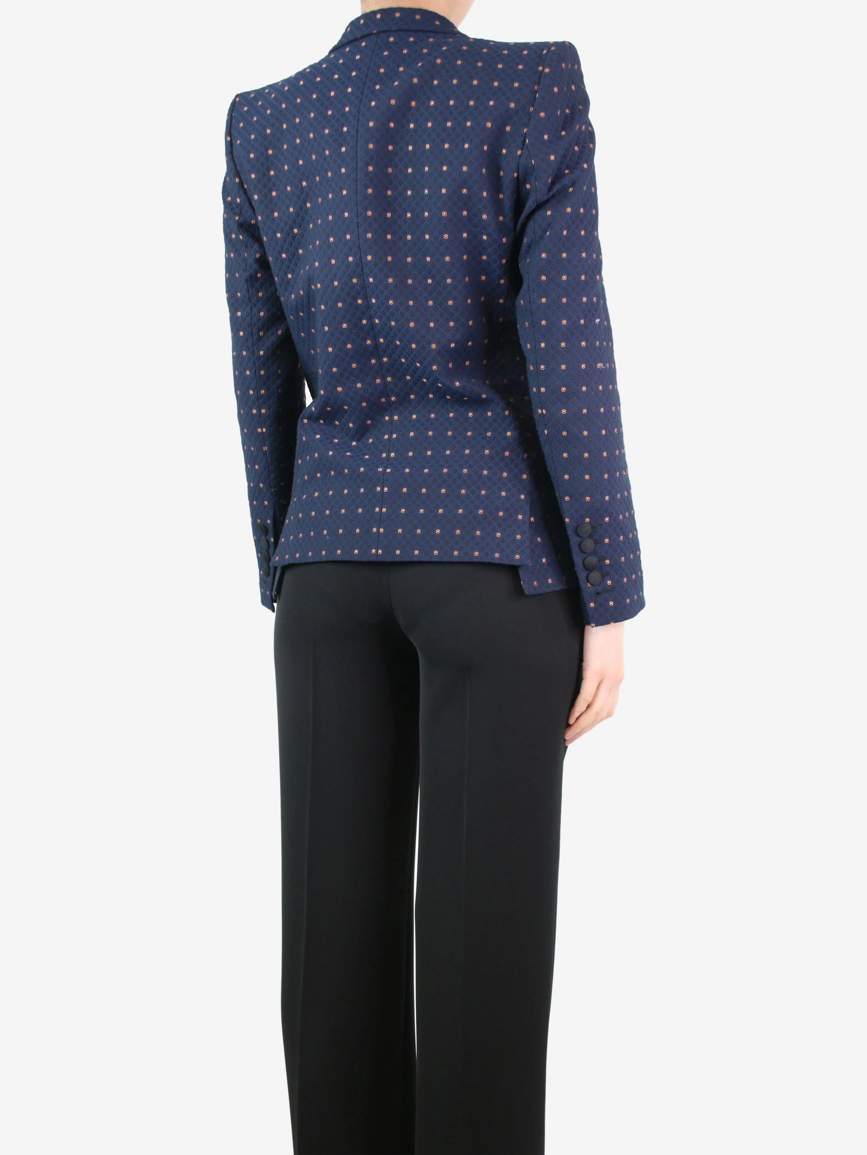 Blue jacquard patterned blazer - size UK 10