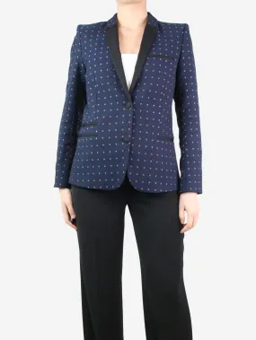 Blue jacquard patterned blazer - size UK 10