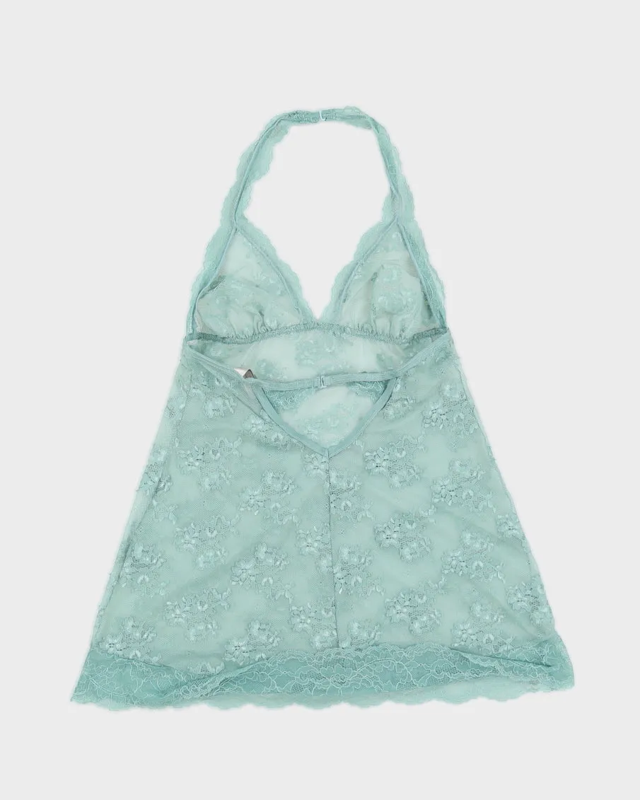 Blue Victoria's Secret Halterneck Lace Cami - S