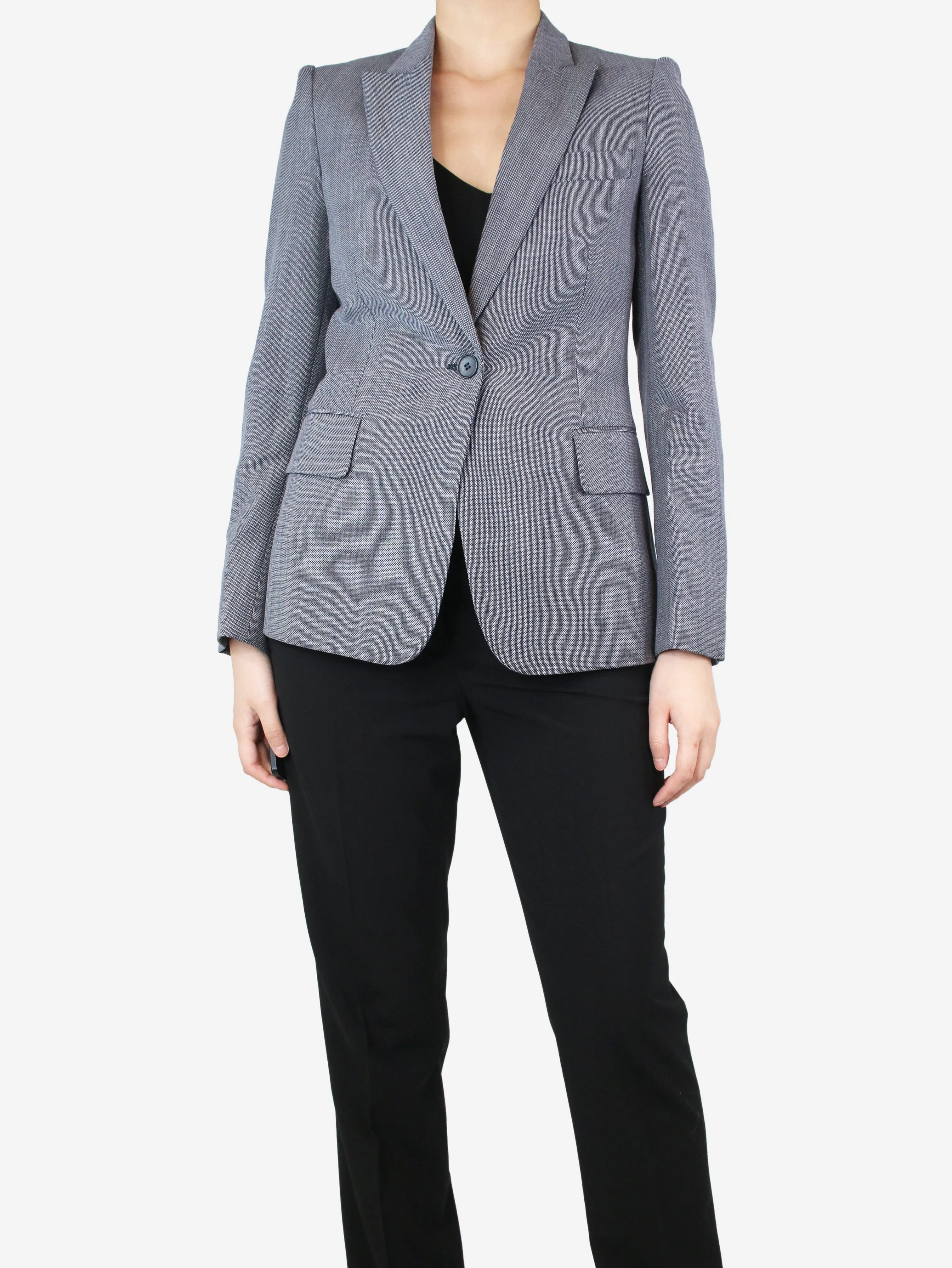 Blue wool single-buttoned blazer - size UK 8