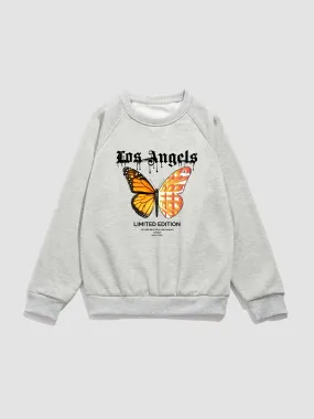 Butterfly Letter Print Sweatshirt