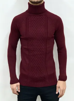 Buyer's Choice Sweater - Turtleneck Middle Print - Bordeaux - T3765