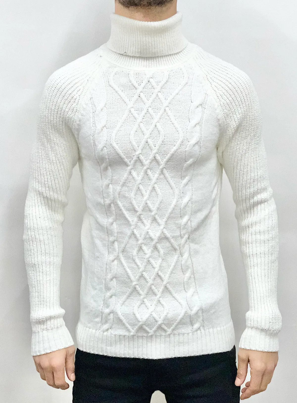 Buyer's Choice Sweater - Turtleneck Middle Print - Cream - T3720