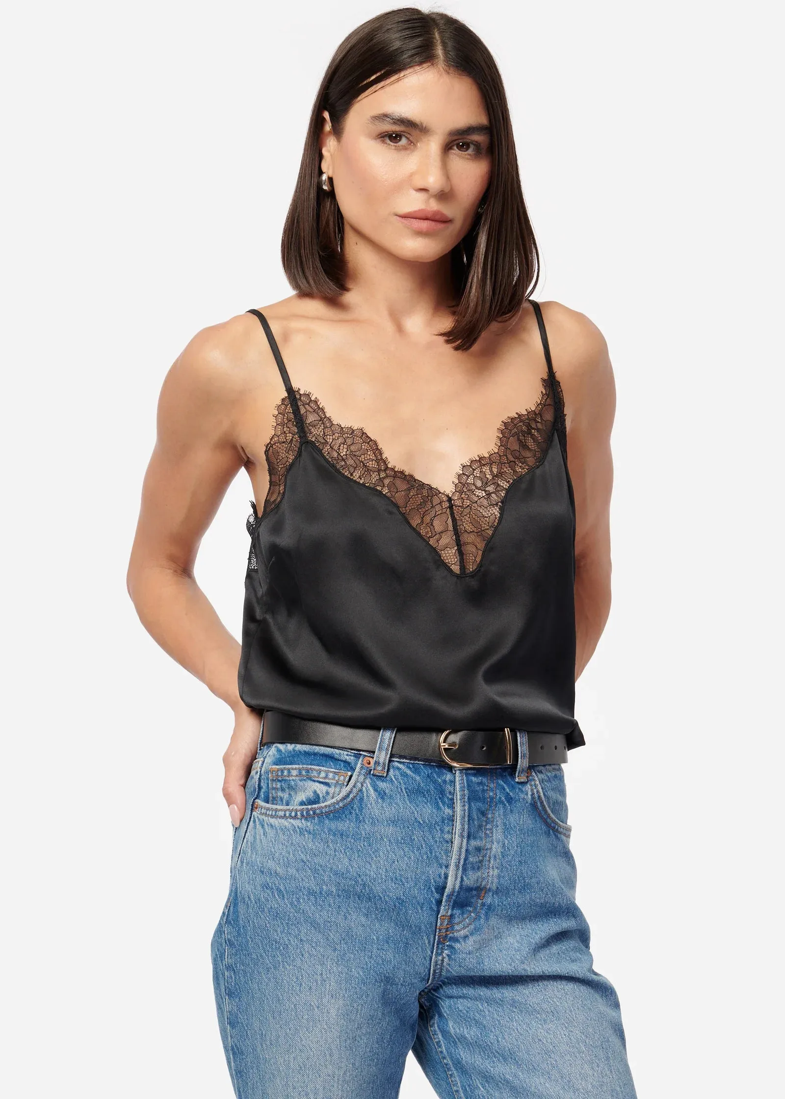 Black Daisy Camisole by CAMI NYC with Lace Detail