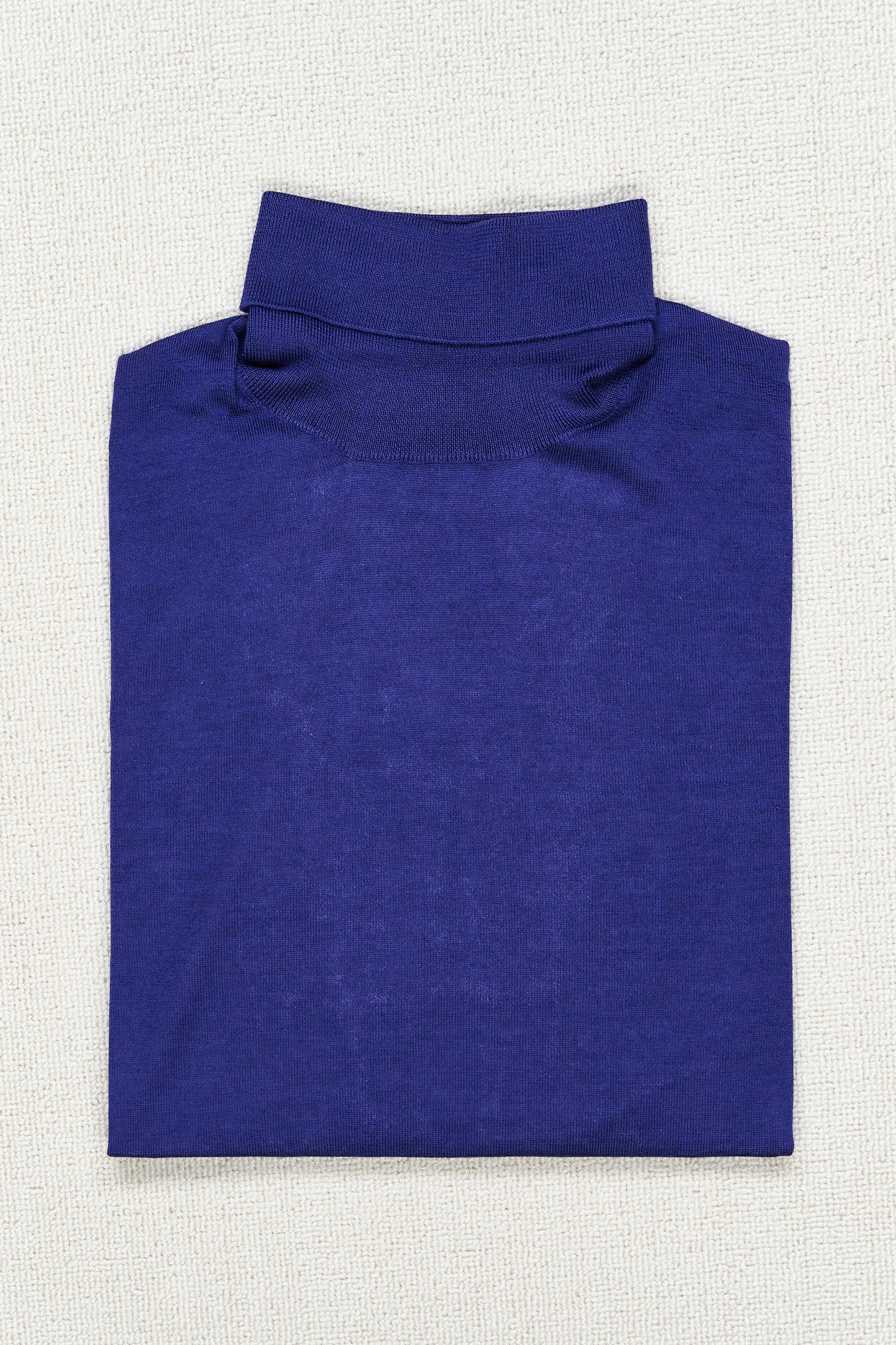 Caruso MA35 Purple-Blue Cashmere/Silk Turtle Neck Sweater