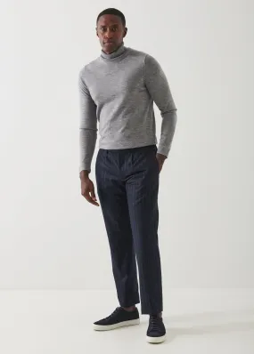 CHALK STRIPE WOOL DRAWSTRING PANT