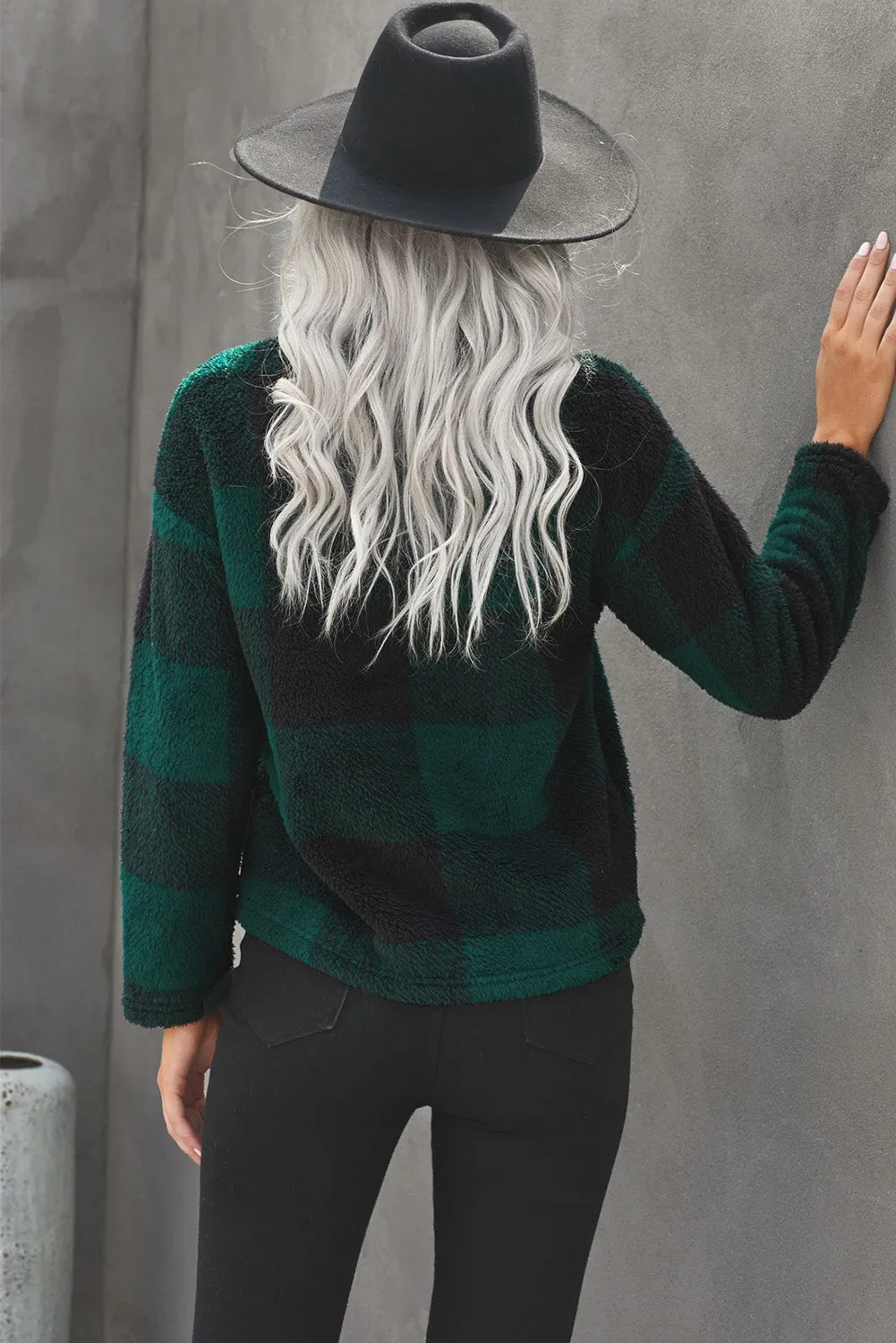 Checkered Half Zip Pullover