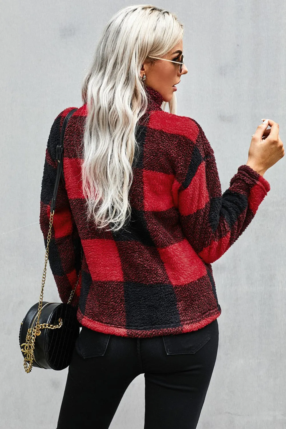 Checkered Half Zip Pullover