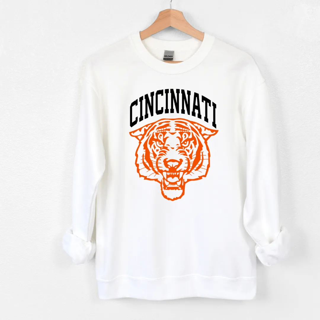 Cincinnati Tiger Black/Orange Sweatshirt on White