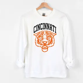 Cincinnati Tiger Black/Orange Sweatshirt on White