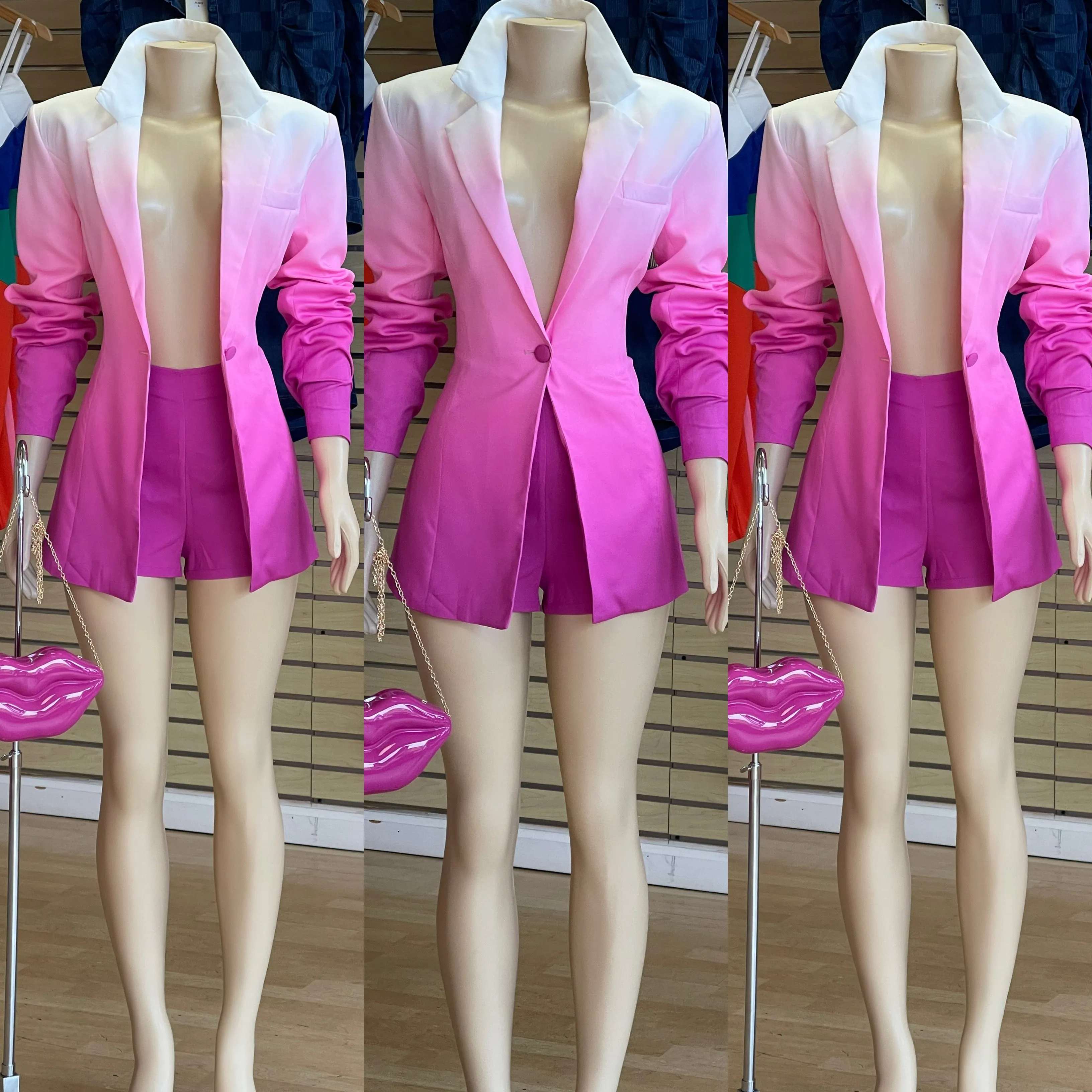 Color Layer Blazer Short Set