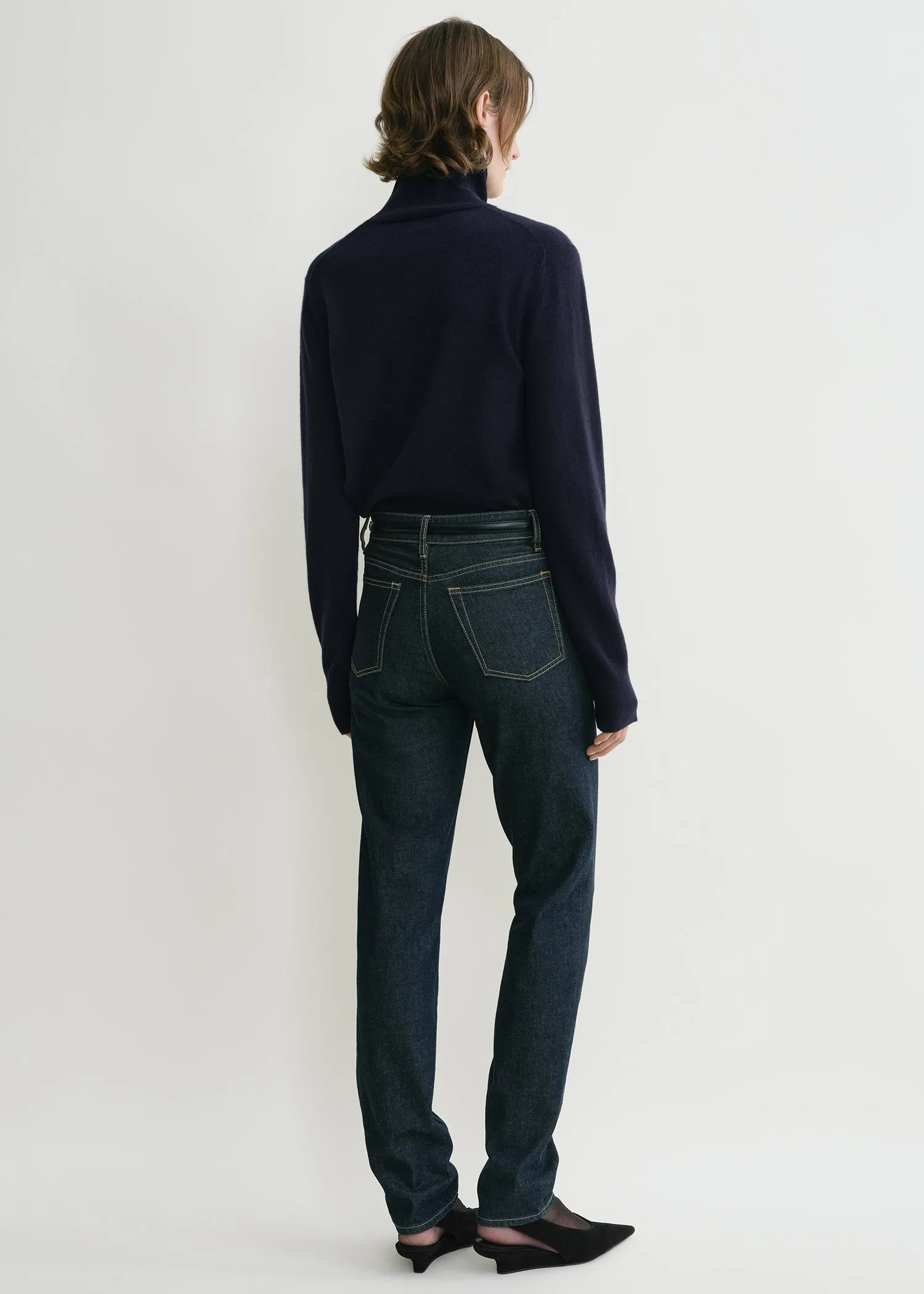 Cropped turtleneck navy