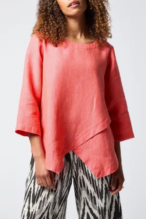 Cross Dye Asymmetric Tunic - Strawberry