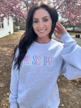 Custom Multi Color Embroidery State Sweatshirt