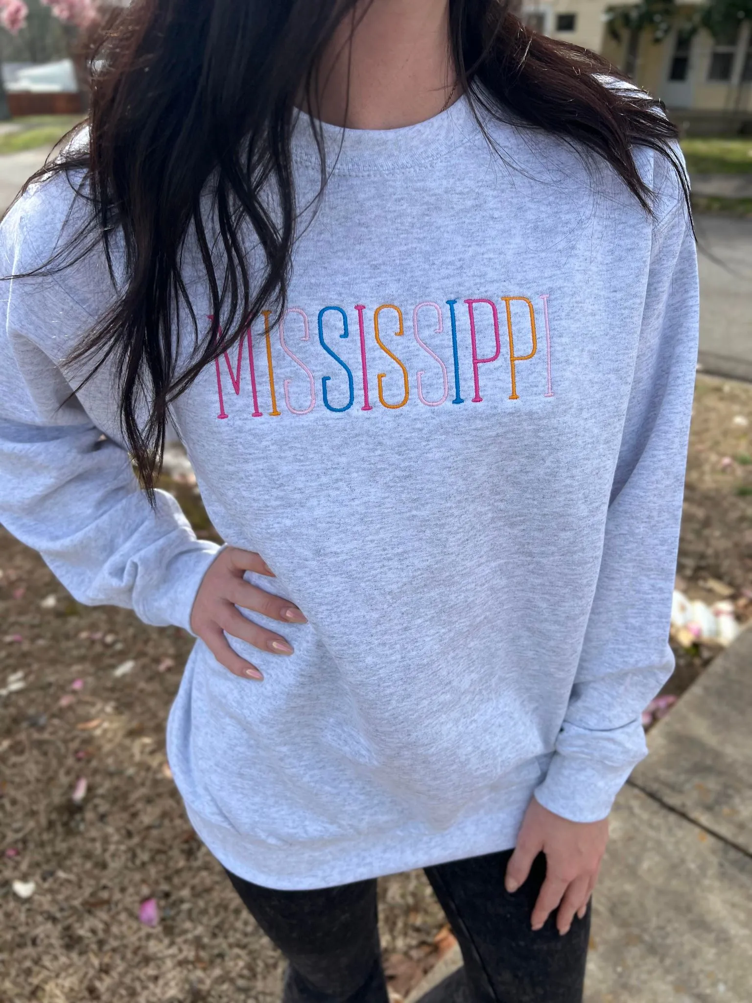 Custom Multi Color Embroidery State Sweatshirt