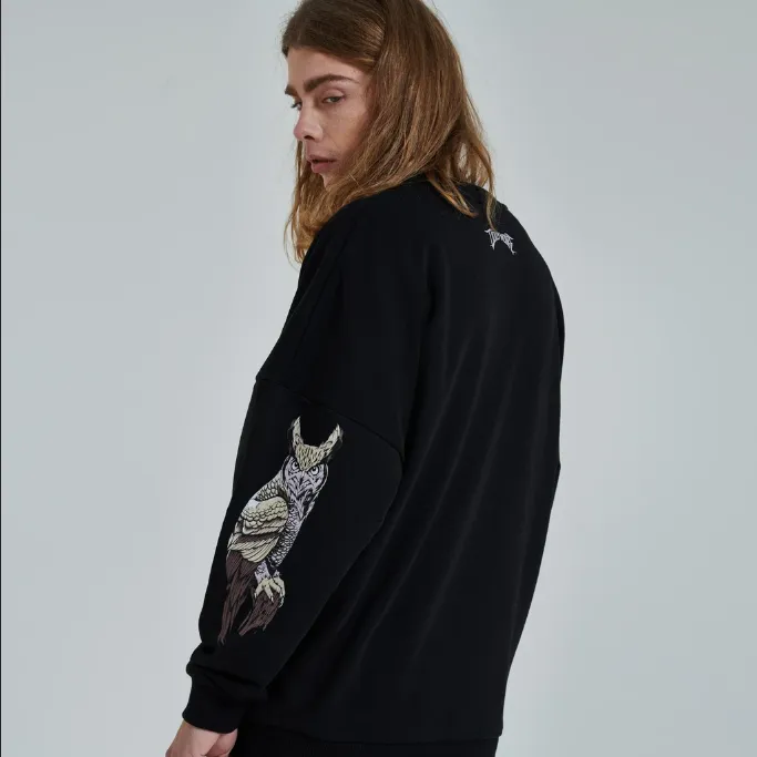 Dolly Noire Eagle Owl crewneck sweatshirt SW073-SP-01 black