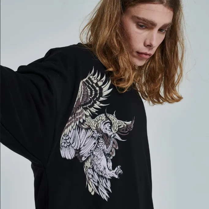 Dolly Noire Eagle Owl crewneck sweatshirt SW073-SP-01 black