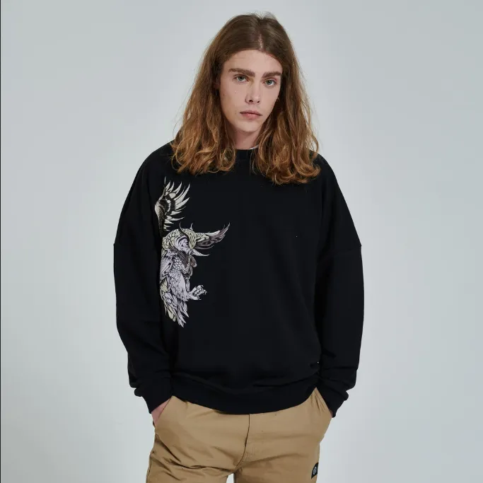 Dolly Noire Eagle Owl crewneck sweatshirt SW073-SP-01 black