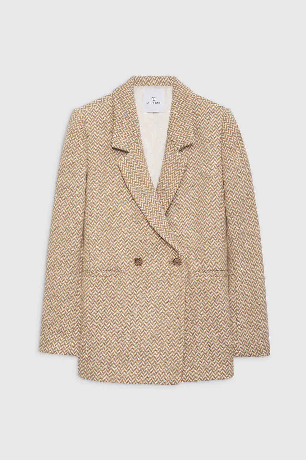 Fishbone Blazer - Tan and Cream