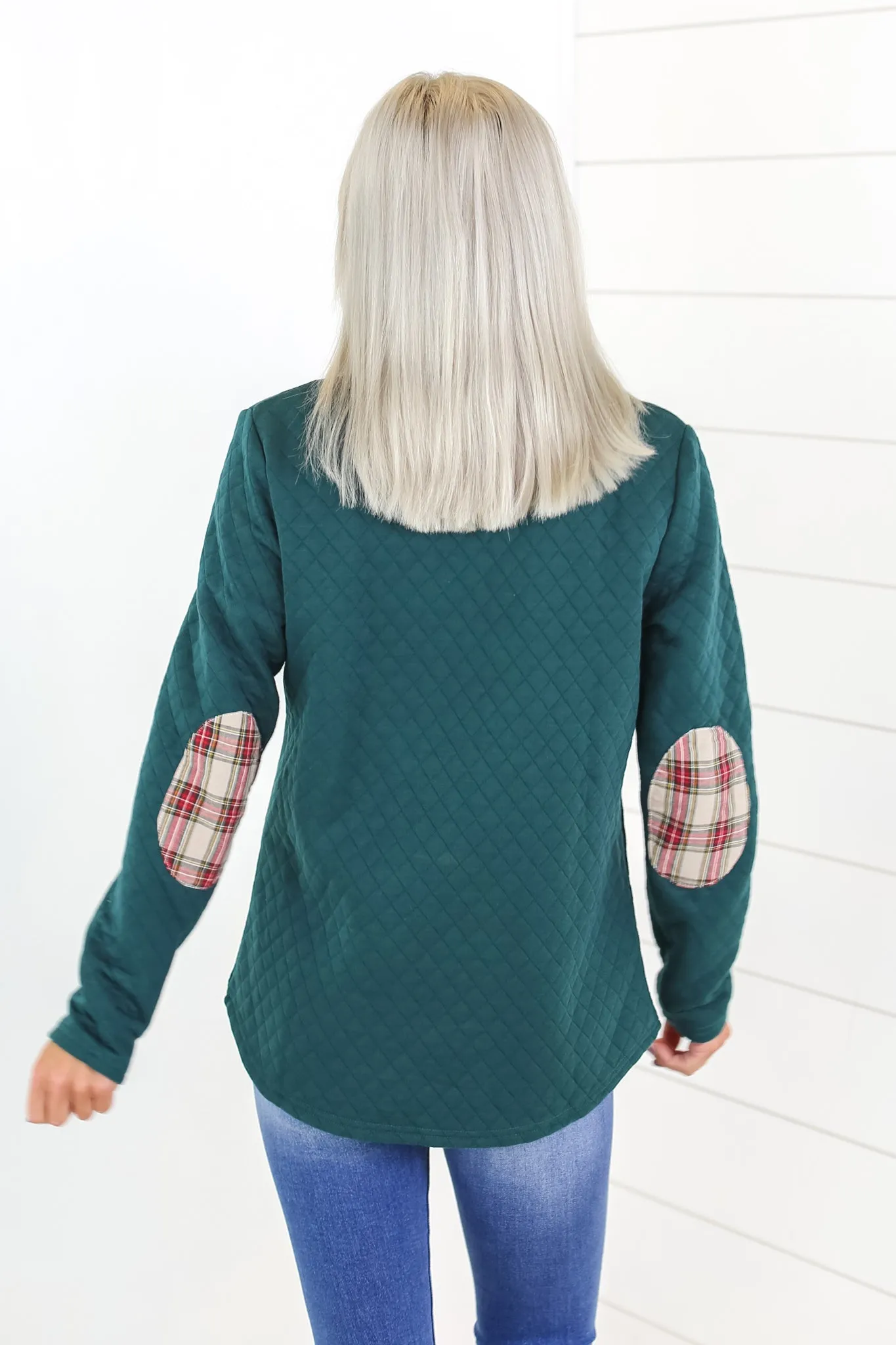 Geo Plaid Trim Pullover