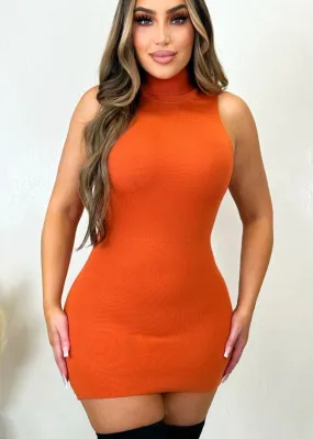 Grace Turtleneck Dress Orange