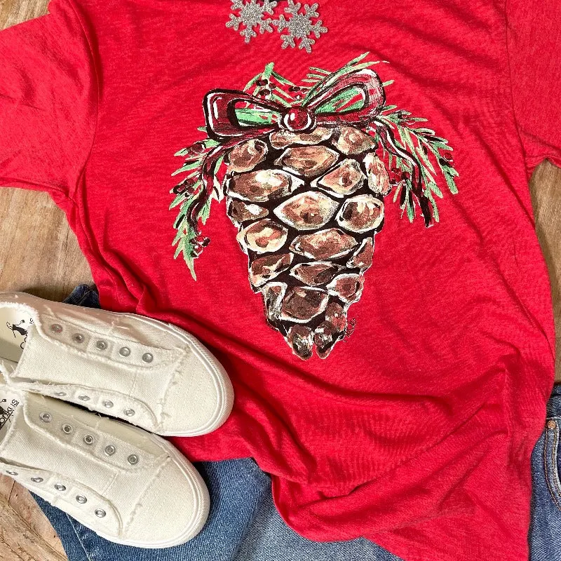 Hand Drawn Christmas Pinecone Graphic Tee