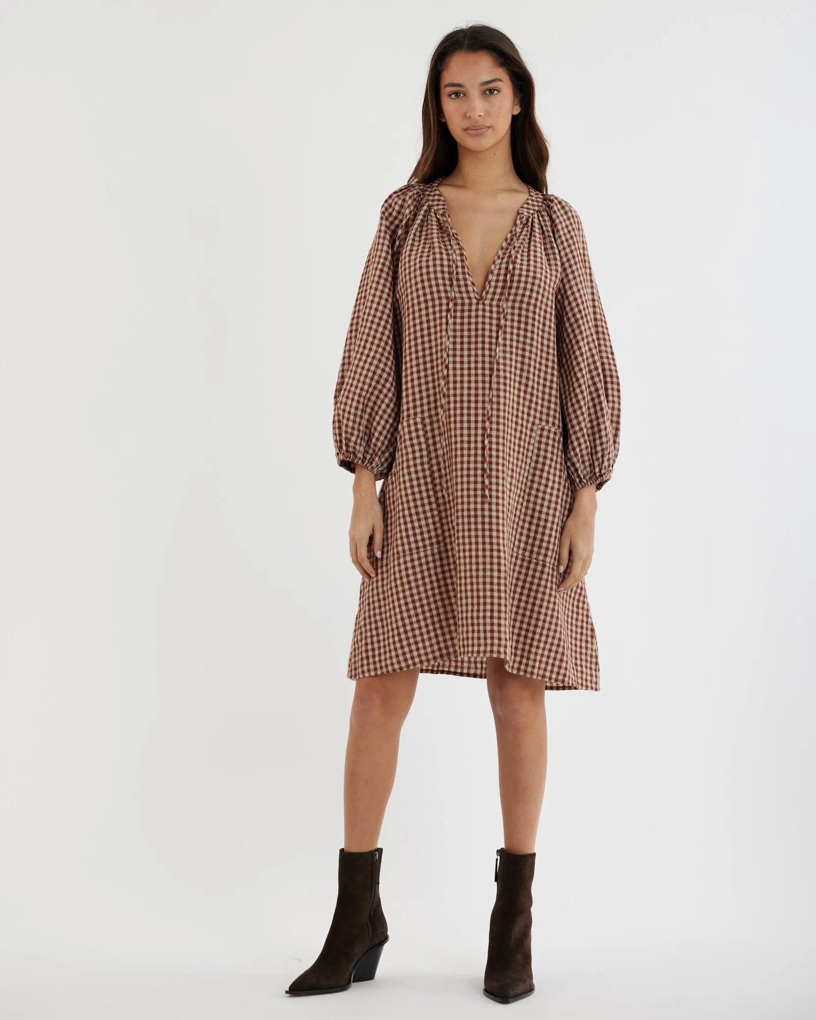 Hazel Checked Tunic Mini Dress