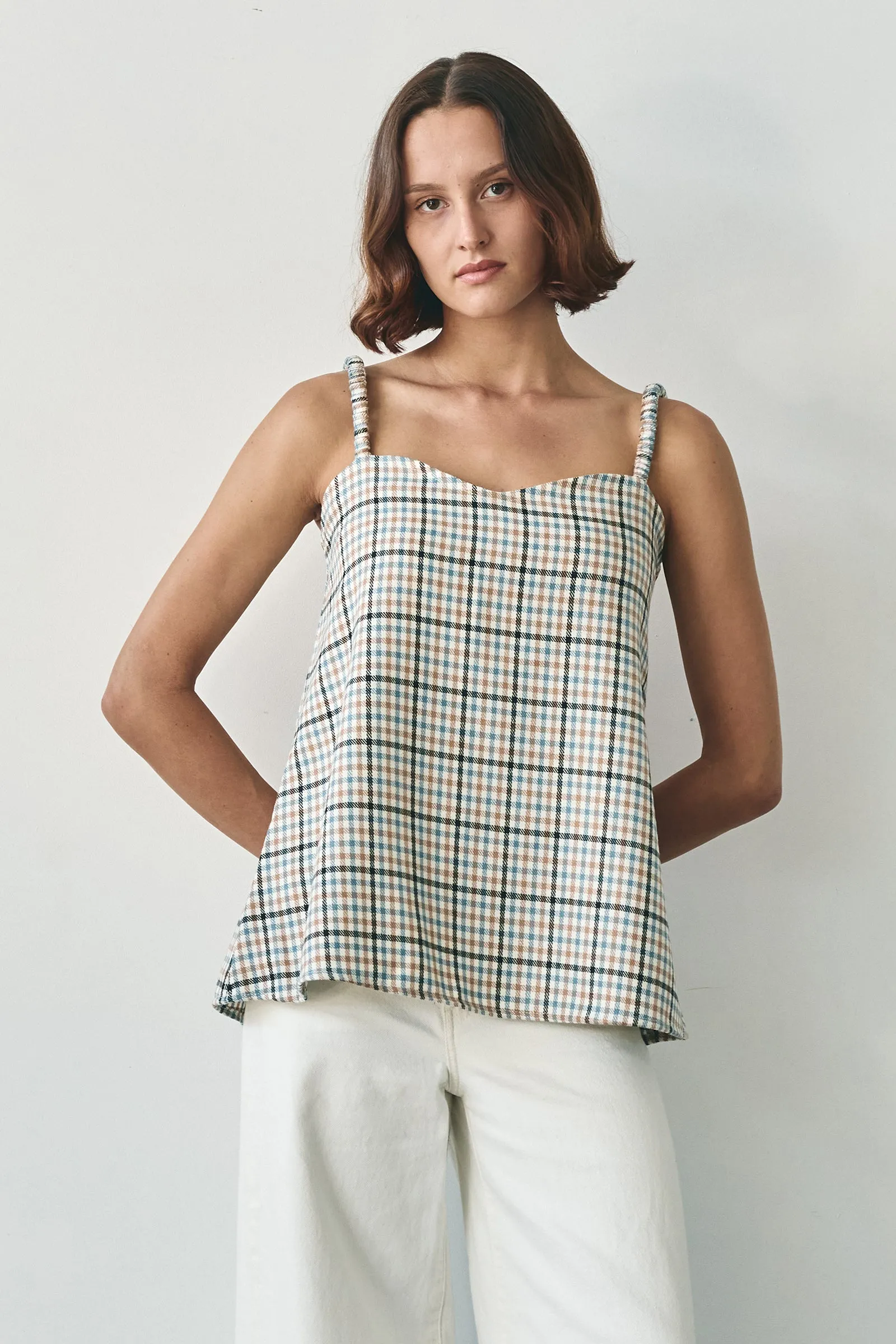 Heart Camisole in Blue Plaid