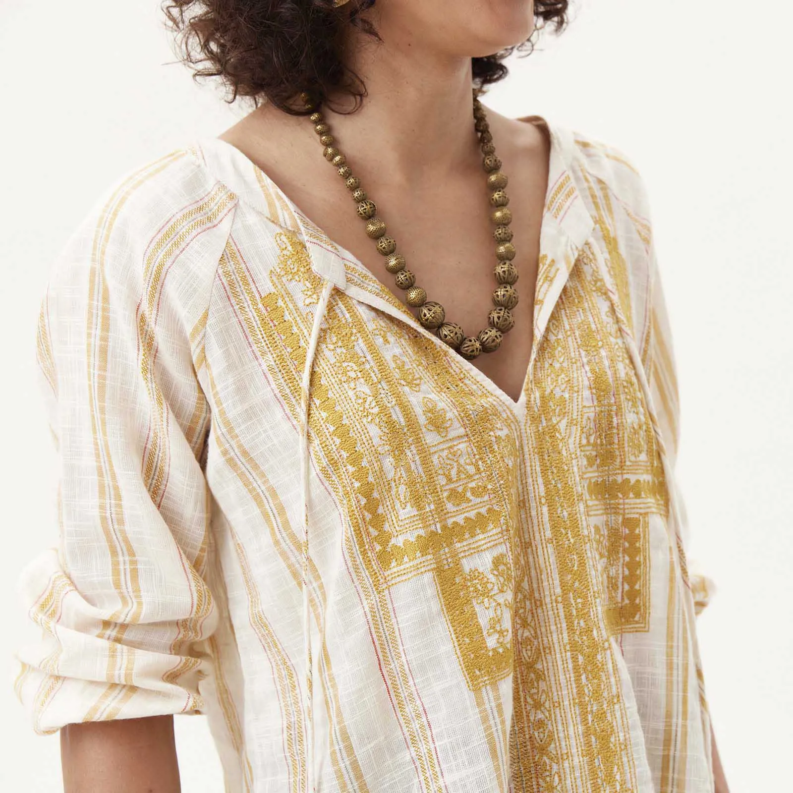 Honey Stripe Embroidered Tunic