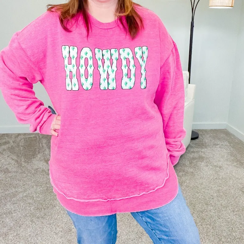 Howdy Cactus Raspberry Poncho Sweatshirt