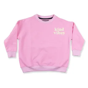 High-Schoolers Pink Crew Neck Sweatshirt with Kind Vibes Design