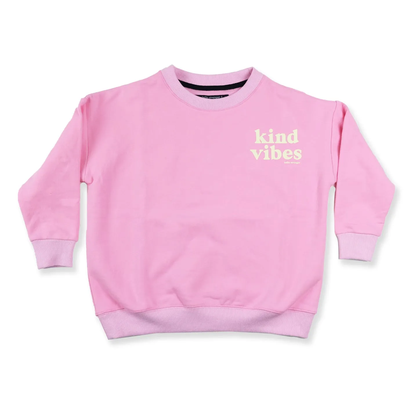 High-Schoolers Pink Crew Neck Sweatshirt with Kind Vibes Design