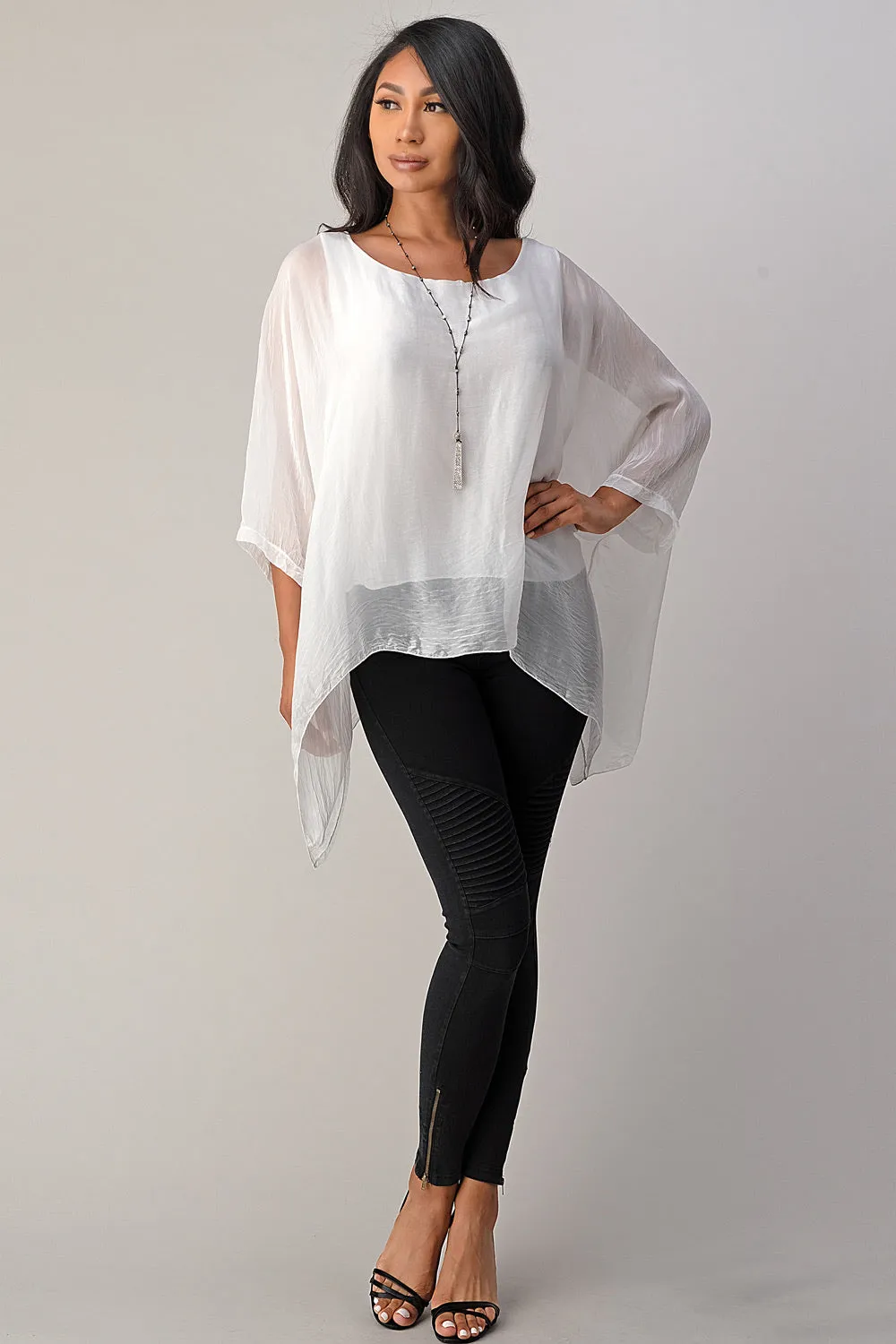 Italian Plain Silky Raw Moda Top  Waterfall Sides