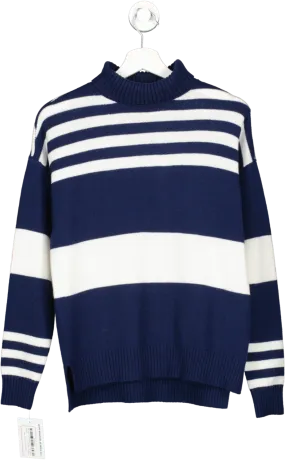 J McLaughlin Blue Clara Cashmere Turtleneck In Stripe UK S