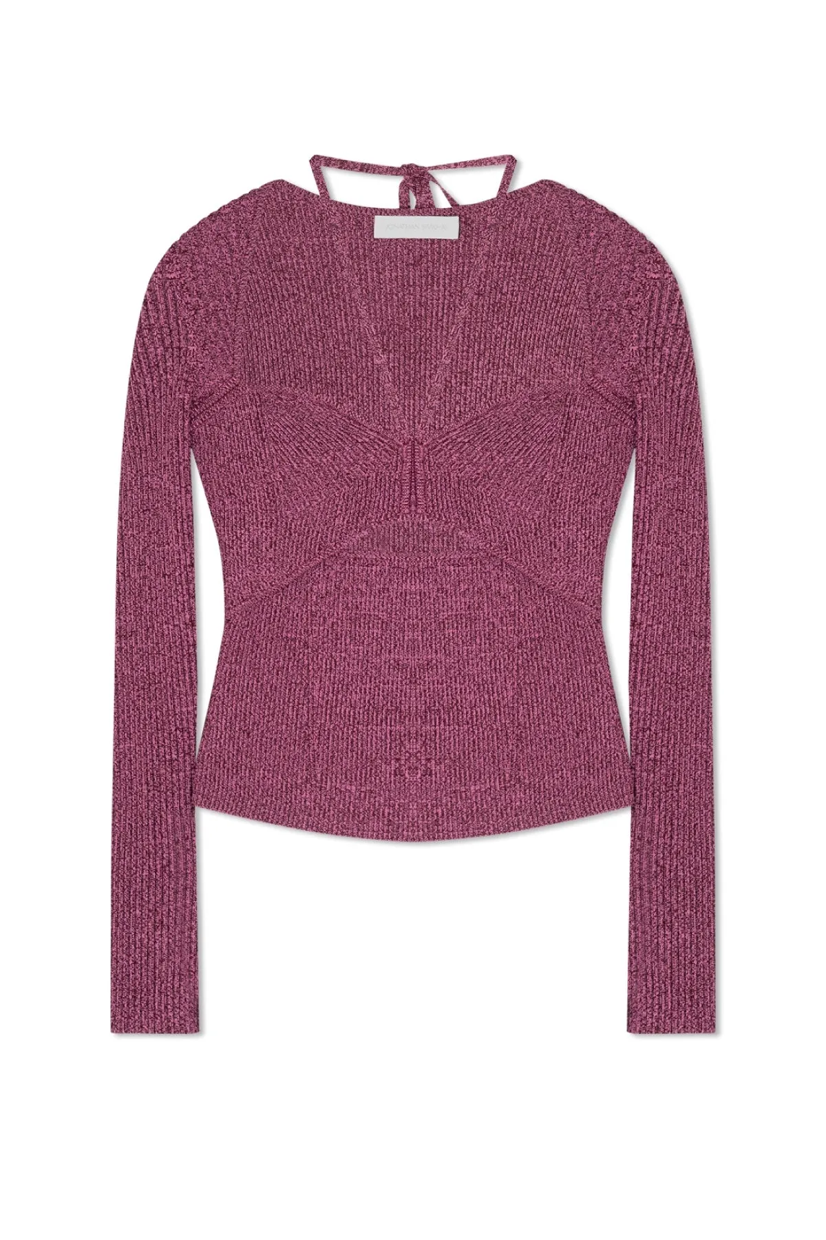 Jonathan Simkhai Alexia Marled Compact Rib Sweetheart Knit Top - Mulberry Multi