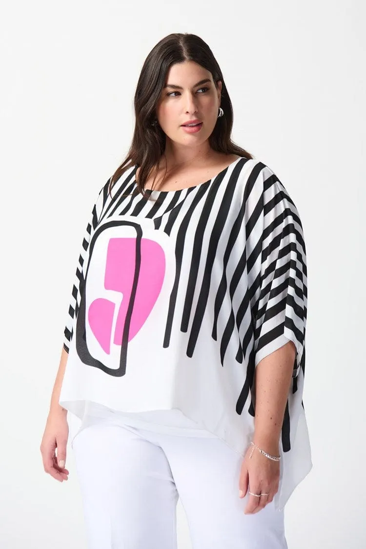 Joseph Ribkoff Abstract Print Georgette Poncho Top  T - 241091