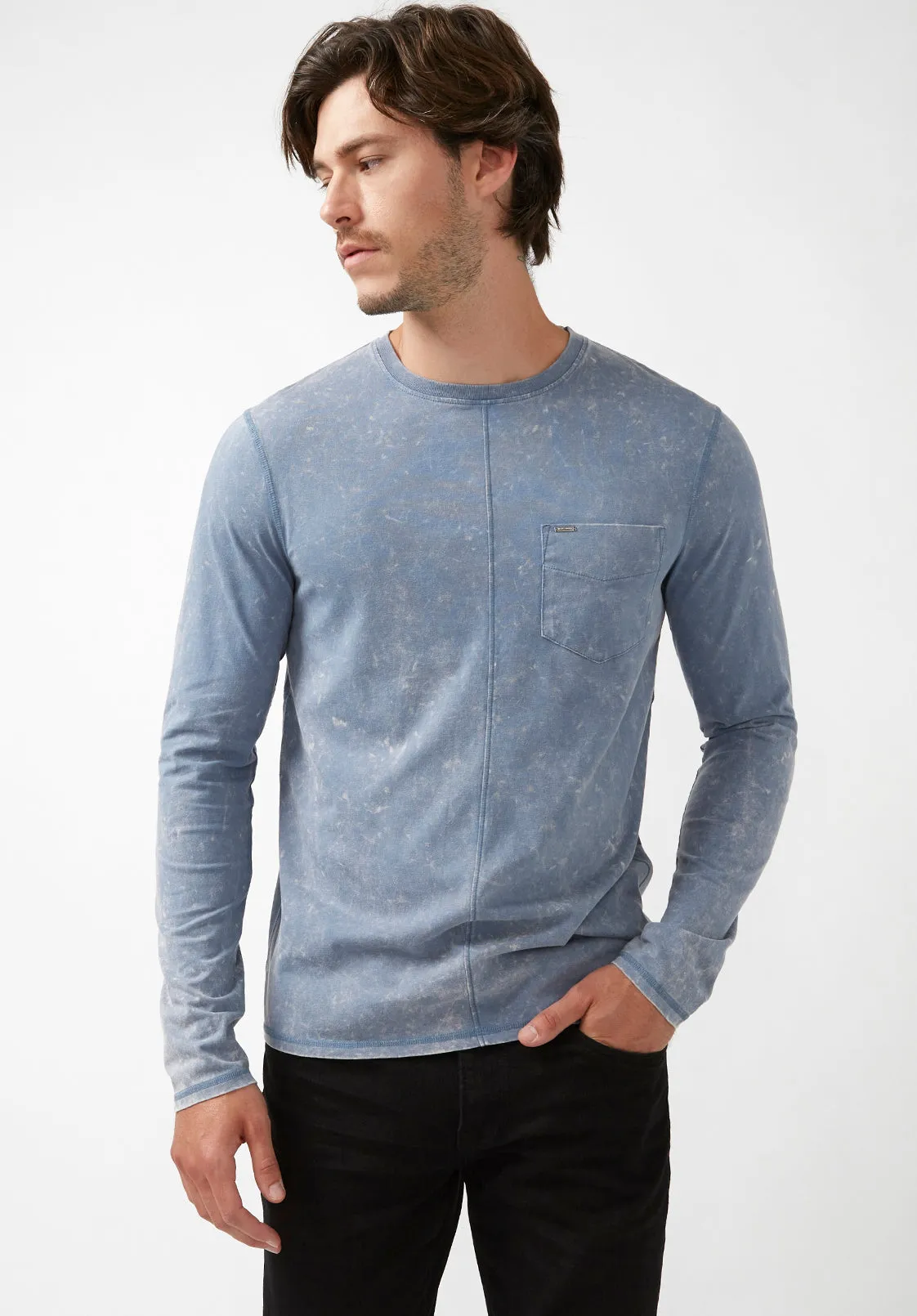 Kahel Men's Long Sleeve Top in Mirage Blue - BM24188