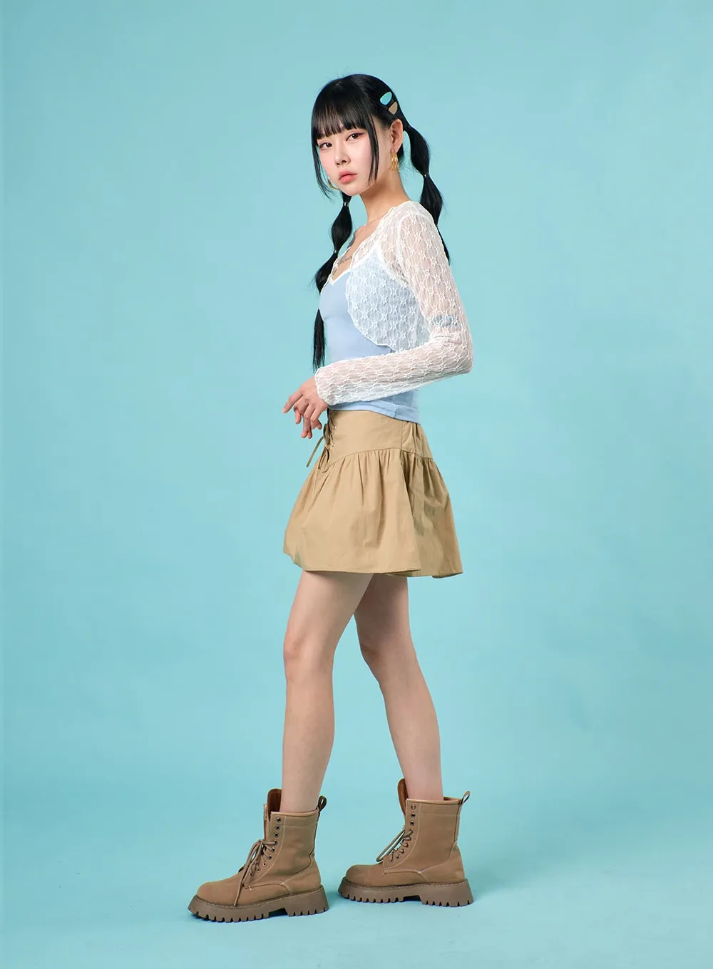 Lace-Up Mini Skirt IJ430