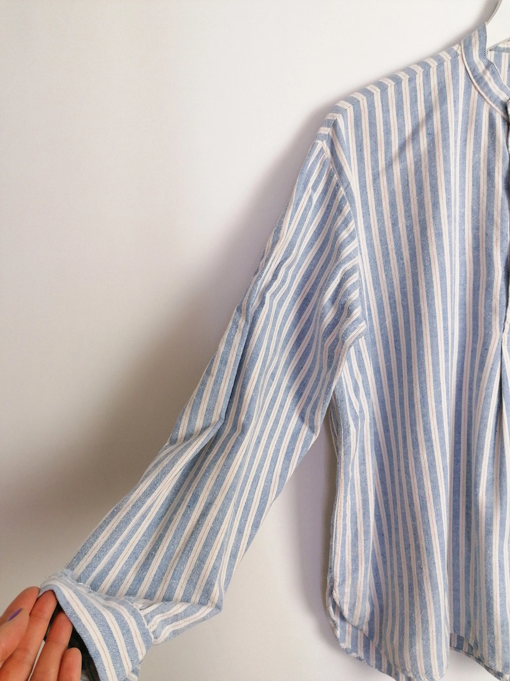 Linen Striped Oversized Tunic Blouse